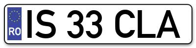 Placuta inmatriculare numar auto  IS-33-CLA, IS 33 CLA, IS33CLA