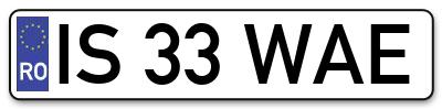Placuta inmatriculare numar auto  IS-33-WAE, IS 33 WAE, IS33WAE