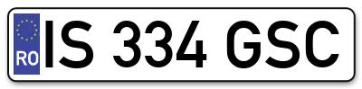 Placuta inmatriculare numar auto  IS-334-GSC, IS 334 GSC, IS334GSC