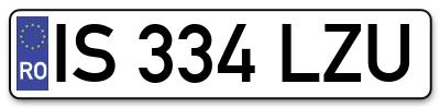 Placuta inmatriculare numar auto  IS-334-LZU, IS 334 LZU, IS334LZU