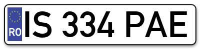 Placuta inmatriculare numar auto  IS-334-PAE, IS 334 PAE, IS334PAE