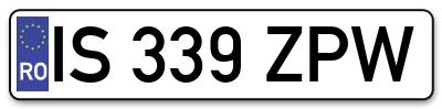 Placuta inmatriculare numar auto  IS-339-ZPW, IS 339 ZPW, IS339ZPW