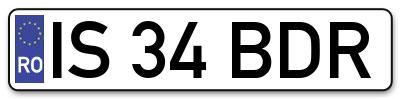 Placuta inmatriculare numar auto  IS-34-BDR, IS 34 BDR, IS34BDR