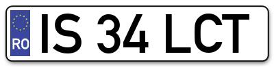 Placuta inmatriculare numar auto  IS-34-LCT, IS 34 LCT, IS34LCT