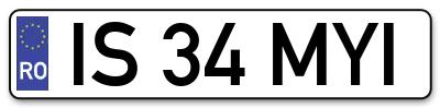 Placuta inmatriculare numar auto  IS-34-MYI, IS 34 MYI, IS34MYI