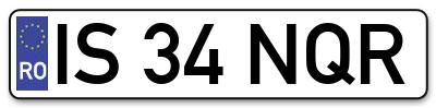 Placuta inmatriculare numar auto  IS-34-NQR, IS 34 NQR, IS34NQR