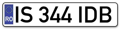 Placuta inmatriculare numar auto  IS-344-IDB, IS 344 IDB, IS344IDB