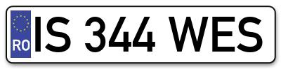 Placuta inmatriculare numar auto  IS-344-WES, IS 344 WES, IS344WES