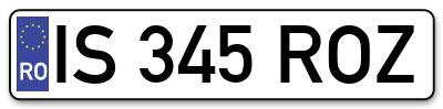 Placuta inmatriculare numar auto  IS-345-ROZ, IS 345 ROZ, IS345ROZ
