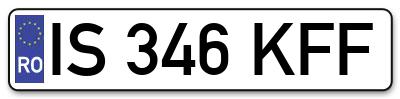 Placuta inmatriculare numar auto  IS-346-KFF, IS 346 KFF, IS346KFF