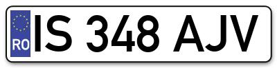 Placuta inmatriculare numar auto  IS-348-AJV, IS 348 AJV, IS348AJV