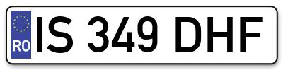 Placuta inmatriculare numar auto  IS-349-DHF, IS 349 DHF, IS349DHF