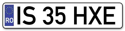 Placuta inmatriculare numar auto  IS-35-HXE, IS 35 HXE, IS35HXE