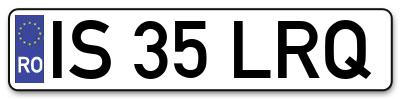 Placuta inmatriculare numar auto  IS-35-LRQ, IS 35 LRQ, IS35LRQ