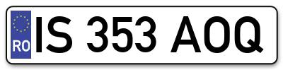 Placuta inmatriculare numar auto  IS-353-AOQ, IS 353 AOQ, IS353AOQ