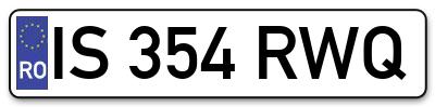 Placuta inmatriculare numar auto  IS-354-RWQ, IS 354 RWQ, IS354RWQ
