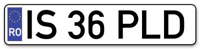 Placuta inmatriculare numar auto  IS-36-PLD, IS 36 PLD, IS36PLD
