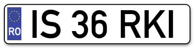 Placuta inmatriculare numar auto  IS-36-RKI, IS 36 RKI, IS36RKI