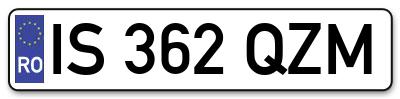 Placuta inmatriculare numar auto  IS-362-QZM, IS 362 QZM, IS362QZM
