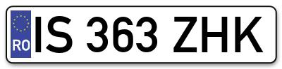 Placuta inmatriculare numar auto  IS-363-ZHK, IS 363 ZHK, IS363ZHK