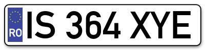 Placuta inmatriculare numar auto  IS-364-XYE, IS 364 XYE, IS364XYE