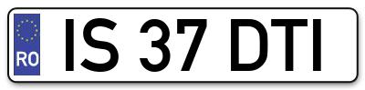 Placuta inmatriculare numar auto  IS-37-DTI, IS 37 DTI, IS37DTI