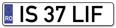 Placuta inmatriculare numar auto  IS-37-LIF, IS 37 LIF, IS37LIF