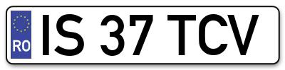 Placuta inmatriculare numar auto  IS-37-TCV, IS 37 TCV, IS37TCV