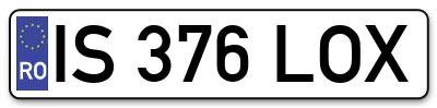 Placuta inmatriculare numar auto  IS-376-LOX, IS 376 LOX, IS376LOX
