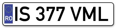 Placuta inmatriculare numar auto  IS-377-VML, IS 377 VML, IS377VML
