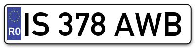 Placuta inmatriculare numar auto  IS-378-AWB, IS 378 AWB, IS378AWB