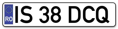 Placuta inmatriculare numar auto  IS-38-DCQ, IS 38 DCQ, IS38DCQ