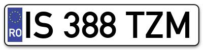 Placuta inmatriculare numar auto  IS-388-TZM, IS 388 TZM, IS388TZM