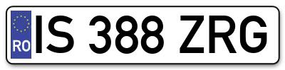 Placuta inmatriculare numar auto  IS-388-ZRG, IS 388 ZRG, IS388ZRG