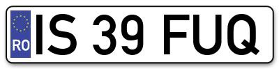 Placuta inmatriculare numar auto  IS-39-FUQ, IS 39 FUQ, IS39FUQ