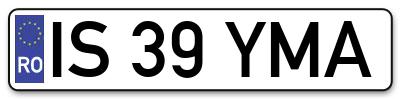 Placuta inmatriculare numar auto  IS-39-YMA, IS 39 YMA, IS39YMA