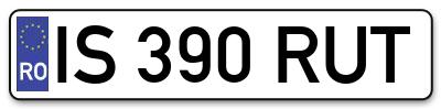 Placuta inmatriculare numar auto  IS-390-RUT, IS 390 RUT, IS390RUT