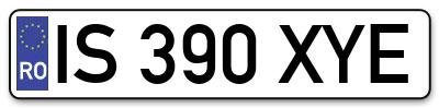 Placuta inmatriculare numar auto  IS-390-XYE, IS 390 XYE, IS390XYE