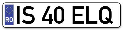 Placuta inmatriculare numar auto  IS-40-ELQ, IS 40 ELQ, IS40ELQ