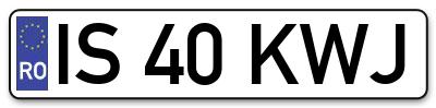 Placuta inmatriculare numar auto  IS-40-KWJ, IS 40 KWJ, IS40KWJ