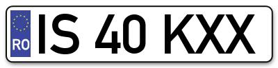 Placuta inmatriculare numar auto  IS-40-KXX, IS 40 KXX, IS40KXX