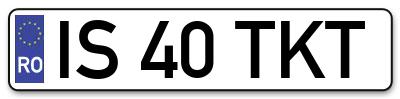 Placuta inmatriculare numar auto  IS-40-TKT, IS 40 TKT, IS40TKT