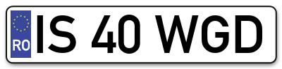 Placuta inmatriculare numar auto  IS-40-WGD, IS 40 WGD, IS40WGD