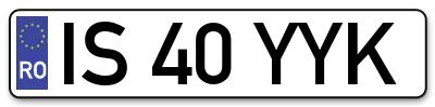 Placuta inmatriculare numar auto  IS-40-YYK, IS 40 YYK, IS40YYK