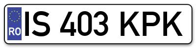 Placuta inmatriculare numar auto  IS-403-KPK, IS 403 KPK, IS403KPK