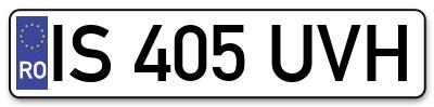 Placuta inmatriculare numar auto  IS-405-UVH, IS 405 UVH, IS405UVH