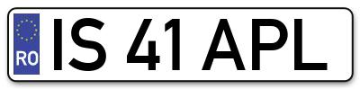 Placuta inmatriculare numar auto  IS-41-APL, IS 41 APL, IS41APL
