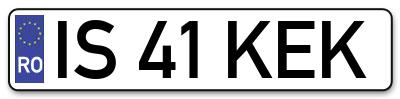 Placuta inmatriculare numar auto  IS-41-KEK, IS 41 KEK, IS41KEK