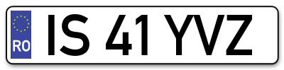 Placuta inmatriculare numar auto  IS-41-YVZ, IS 41 YVZ, IS41YVZ