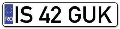 Placuta inmatriculare numar auto  IS-42-GUK, IS 42 GUK, IS42GUK